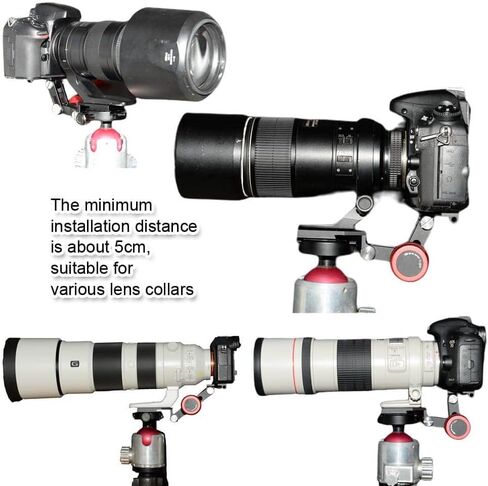 iShoot Portable Telephoto Lens Bracket, Foldable Long Focus Lens Support, Zoom Lens Stand, 2-in1 Camera Quick Release Plate Compatible with Manfrotto 200PL & Arca-Swiss Fit Tripod Ball Head Clamp in Kuwait