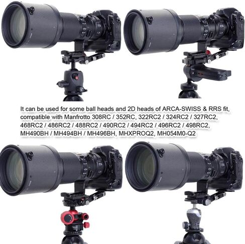 iShoot Portable Telephoto Lens Bracket, Foldable Long Focus Lens Support, Zoom Lens Stand, 2-in1 Camera Quick Release Plate Compatible with Manfrotto 200PL & Arca-Swiss Fit Tripod Ball Head Clamp in Kuwait