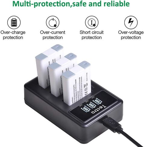 Tectra 2 Pack NB-13L Battery and LED 3-Slots USB Charger for Canon PowerShot SX740 HS, G1 X Mark III, G5 X, G5 X Mark II, G7 X, G7 X Mark II, G7 X Mark III, G9 X, G9 X Mark II, SX620 HS, SX720 HS in Saudi Arabia