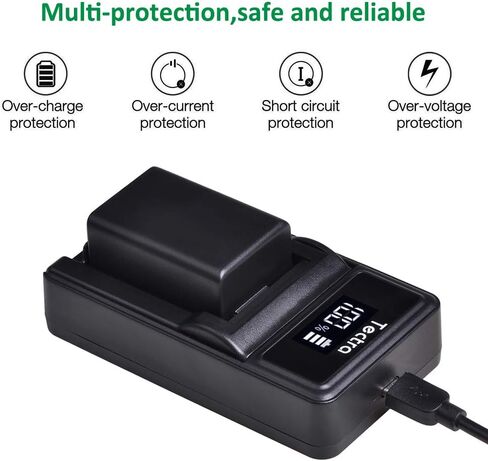 Tectra 2 Pack DMW-BMB9 DMW-BMB9E DMW-BMB9PP Battery and LED USB Charger for Panasonic Lumix DC-FZ80, DMC-FZ40K, DMC-FZ45K, DMC-FZ47K, DMC-FZ48K, DMC-FZ60, DMC-FZ70, DMC-FZ100, DMC-FZ150 Digital Camera in Kuwait