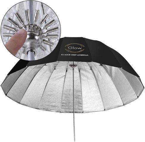 Easy Lock X-Large Deep Beaded Silver Fiberglass Umbrella (65") in Saudi Arabia