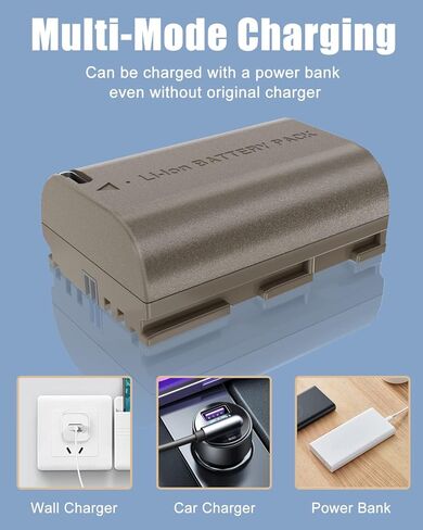 JYJZPB LP-E6N LP-E6 Replacement Battery with Type-C Port Compatible for Canon 60D, 70D, 80D, 90D, EOS 5D Mark II/III/IV, EOS 5DS, 5DS, 6D, 7D, 7D Mark II, 7D EOS R, R5, R6 Digital Camera in Kuwait