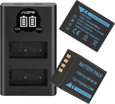 JYJZPB 2 حزمة NP-W126S NP-W126 بطاريات شاحن مجموعة ل فوجي X-T3 X-T2 X-T1 X-A5 X-A10 X-A7 X-A5 X-A3 X-A2 X-A1 X-E2 X-E1 X100F X-H1 X-M1 X-Pro2 X-Pro1 فوجي فيلم X-T20 X-T10 X-T30 X-T100 X-T200 in Kuwait