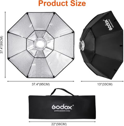 Godox Octagon Softbox 37 inch/95cm Photography Light Diffuser and Modifier with Bowens Speedring Mount for Monolight Photo Studio Strobe Lighting in Saudi Arabia