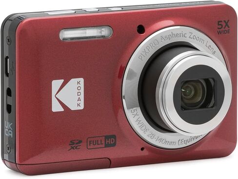 Kodak PIXPRO FZ55 Digital Camera, Red Bundle with Lexar 32GB High-Performance 800x UHS-I SDHC Memory Card + Deco Photo Point and Shoot Field Bag Camera Case in Kuwait
