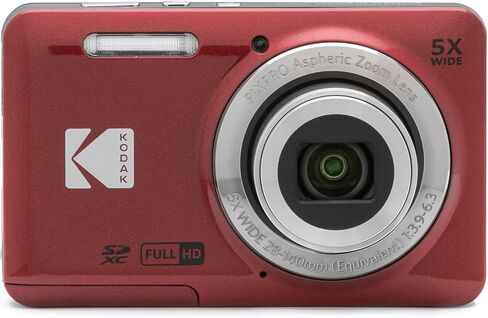 Kodak PIXPRO FZ55 Digital Camera, Red Bundle with Lexar 32GB High-Performance 800x UHS-I SDHC Memory Card + Deco Photo Point and Shoot Field Bag Camera Case in Kuwait