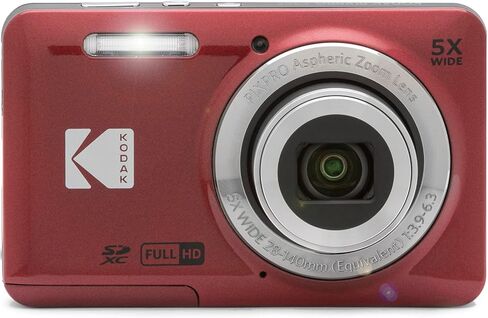 Kodak PIXPRO FZ55 Digital Camera, Red Bundle with Lexar 32GB High-Performance 800x UHS-I SDHC Memory Card + Deco Photo Point and Shoot Field Bag Camera Case in Kuwait