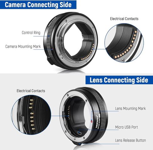 NEEWER EF to EOS R Mount Adapter Auto Focus RF Lens Mount Adapter with Control Ring Compatible with Canon EF/EF-S Lens & EOS R Ra RP R6 R5 R3 R7 R10 R8 R50 Camera, Max Load 4.4lb/2kg, NW-EF-EOSR ARC in Saudi Arabia