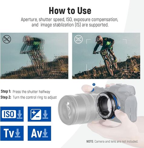 NEEWER EF to EOS R Mount Adapter Auto Focus RF Lens Mount Adapter with Control Ring Compatible with Canon EF/EF-S Lens & EOS R Ra RP R6 R5 R3 R7 R10 R8 R50 Camera, Max Load 4.4lb/2kg, NW-EF-EOSR ARC in Saudi Arabia
