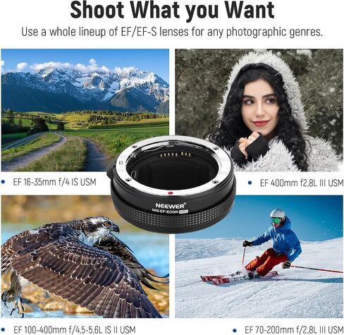NEEWER EF to EOS R Mount Adapter Auto Focus RF Lens Mount Adapter with Control Ring Compatible with Canon EF/EF-S Lens & EOS R Ra RP R6 R5 R3 R7 R10 R8 R50 Camera, Max Load 4.4lb/2kg, NW-EF-EOSR ARC in Saudi Arabia