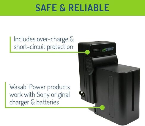 Wasabi Power Battery (2-Pack) and Charger for Sony NP-F950, NP-F960, NP-F970, NP-F975 (L Series) in Kuwait