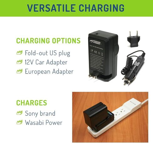 Wasabi Power Battery (2-Pack) and Charger for Sony NP-F950, NP-F960, NP-F970, NP-F975 (L Series) in Kuwait