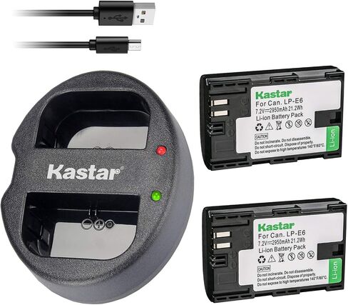 Kastar Battery x2 + Dual USB Charger for LP-E6 LP-E6N, EOS 60D 60Da EOS 70D XC10 EOS 5D Mark II 5D Mark III 5D Mark IV, EOS 5DS 5DS R, EOS 6D 7D Mark II, BG-E14 BG-E13 BG-E11 BG-E9 BG-E7 BG-E6 in Saudi Arabia
