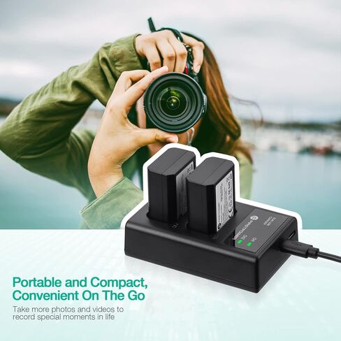 FirstPower NP-FW50 Battery 2-Pack and USB Dual Charger Compatible with Sony A6000 A6300 A6400 A6500 A7 A7II A7RII A7SII A7S A7S2 A7R A7R2 A5100 A5000 RX10 RX10II III Cameras in Kuwait