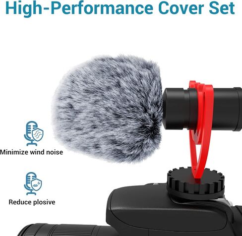 Cubilux WSF-1 Double Layers Furry Windscreen, Dead Cat and Foam Cover Set Compatible with VideoMicro, VideoMicro II, VideoMic Me/Me-L/Me-C, VRX10, V-Mic, Windshield for Mini Shotgun Microphone in Kuwait