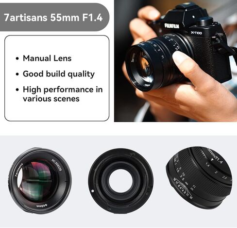 7artisans 55mm F1.4 APS-C Manual Focus Prime Mirrorless Camera Lens (X-Mount) in Kuwait