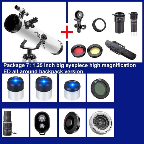 ARCH 114mm Reflective Telescope with Tripod & Planetary Mirror for Kids & Astronomy Beginners, Portable Telescope with 3 Magnification Eyepieces (Color : Package 7) in Kuwait