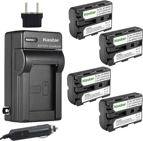 Kastar NP-FM500H Battery (4-Pack) and Charger Kit for Sony DSLR-A100 A200 A300 A350 A450 A500 A550 A560 A580 A700 A850 A900 Alpha SLT A57 A58 A65 A65V A77 A77V A77 II A77M2 A99 A99V CLM-V55 Cameras in Saudi Arabia
