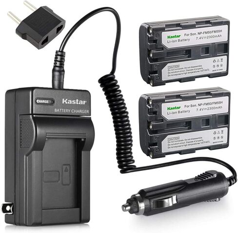 Kastar NP-FM50 Battery 2-Pack and Charger Replacement for Sony DSC-F707 DSC-F717 DSC-F828 DSC-R1 DSC-S30 DSC-S50 DSC-S70 DSC-S75 DSC-S85; Sony DSR-PDX10 HVL-ML20M HVR-A1 GV-D1000 Sony HDR-HC1 HDR-SR1 in Kuwait
