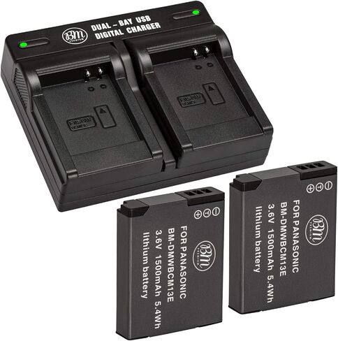 BM 2 Pack of DMW-BCM13E Batteries and Dual Battery Charger for Panasonic Lumix DC-TS7,DMC-FT5A, LZ40, TS5, TS6, TZ37, TZ40, TZ41, TZ55, TZ60, ZS27, ZS30, DMC-ZS35, DMC-ZS40, DMC-ZS45, DMC-ZS50 Camera in Saudi Arabia