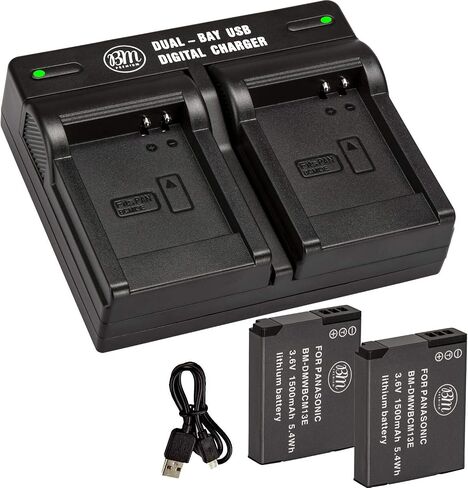 BM 2 Pack of DMW-BCM13E Batteries and Dual Battery Charger for Panasonic Lumix DC-TS7,DMC-FT5A, LZ40, TS5, TS6, TZ37, TZ40, TZ41, TZ55, TZ60, ZS27, ZS30, DMC-ZS35, DMC-ZS40, DMC-ZS45, DMC-ZS50 Camera in Saudi Arabia