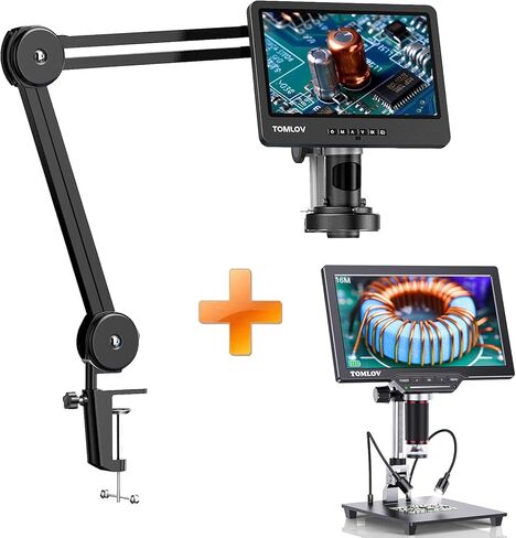 TOMLOV DM602 Flex Digital Soldering Microscope 2000x, 10.1" HDMI Microscope with 3 Lens, Coin Microscope with Ring Light +TOMLOV DM202 HDMI Digital Microscope,Coin Microscope with Screen for Adults in Saudi Arabia