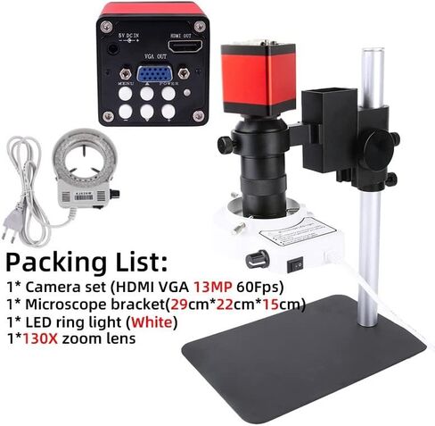 Lab Microscope Slides 48MP 4K USB Digital Microscope Camera 13MP HDMI Industrial Microscope Video Camera 180X 130X Lens Microscope Parts (Color : 13MP Metal) in Kuwait