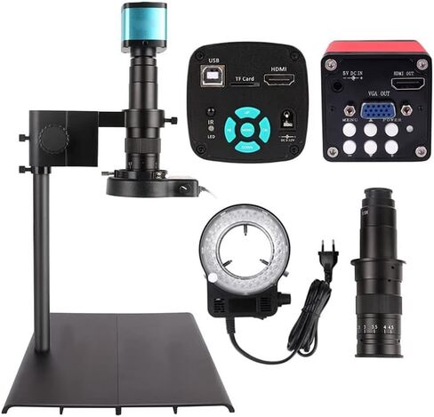 Lab Microscope Slides 48MP 4K USB Digital Microscope Camera 13MP HDMI Industrial Microscope Video Camera 180X 130X Lens Microscope Parts (Color : 13MP Metal) in Kuwait