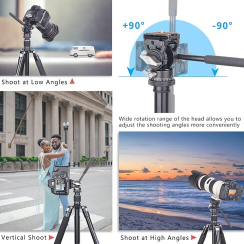INNOREL H10 Lightweight Mini Tripod Fluid Video Head 360 Panoramic CNC Hydralic Damping Video Head with Arca Swiss Q.R.Plate Phone Clip for DSLR Camera Camcorder Phone Tripod Monopod Load 8.8lb/4kg in Kuwait
