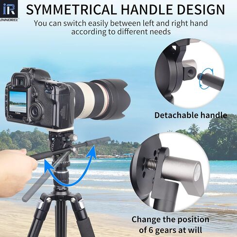 INNOREL H10 Lightweight Mini Tripod Fluid Video Head 360 Panoramic CNC Hydralic Damping Video Head with Arca Swiss Q.R.Plate Phone Clip for DSLR Camera Camcorder Phone Tripod Monopod Load 8.8lb/4kg in Kuwait