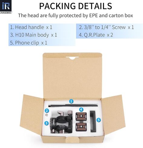 INNOREL H10 Lightweight Mini Tripod Fluid Video Head 360 Panoramic CNC Hydralic Damping Video Head with Arca Swiss Q.R.Plate Phone Clip for DSLR Camera Camcorder Phone Tripod Monopod Load 8.8lb/4kg in Kuwait