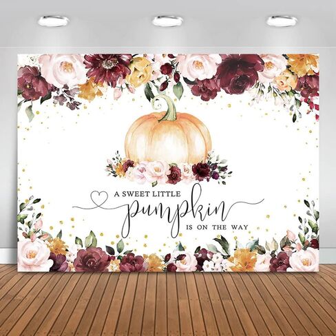 Mocsicka Burgundy Fall Pumpkin Baby Shower Backdrop Girl Autumn Baby Shower Background Little Pumpkin Baby Shower Party Decorations Banner Photo Studio Props (5x3ft) in Saudi Arabia