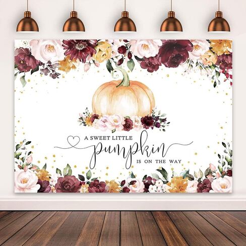 Mocsicka Burgundy Fall Pumpkin Baby Shower Backdrop Girl Autumn Baby Shower Background Little Pumpkin Baby Shower Party Decorations Banner Photo Studio Props (5x3ft) in Saudi Arabia