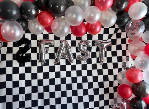 Cosplay Party Banner Checkered Flag Photography Backdrop Vinyl 7x5ft Photo Background White and Black Racing Checker Texture Grid Birthday Chess Board Decoration Supplies Photo Booth Studio Props in Saudi Arabia