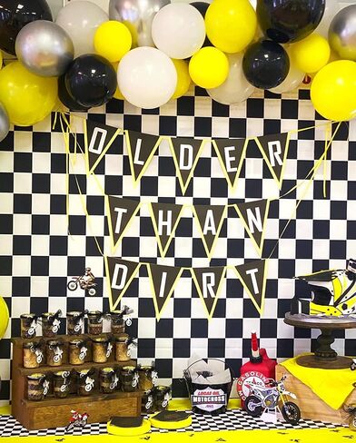 Cosplay Party Banner Checkered Flag Photography Backdrop Vinyl 7x5ft Photo Background White and Black Racing Checker Texture Grid Birthday Chess Board Decoration Supplies Photo Booth Studio Props in Saudi Arabia