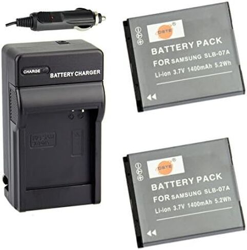 DSTE Replacement for 2X SLB-07A Battery + DC91 Travel and Car Charger Adapter Compatible Samsung PL150 ST45 ST50 ST500 ST550 ST560 ST600 TL100 TL210 TL220 TL90 as SLB-07 SLB-07B SLB-07EP in Saudi Arabia