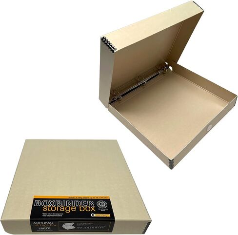 Lineco, Archival Tan 3-Ring Binder Album Box, 12.75x11.5x2 Inch, 2 Pack | Acid-Free Photo Box Binder, Unique Design to Store, Preserve, Organize Photos, Art, Crafts, Papers, Documents, Prints in Saudi Arabia