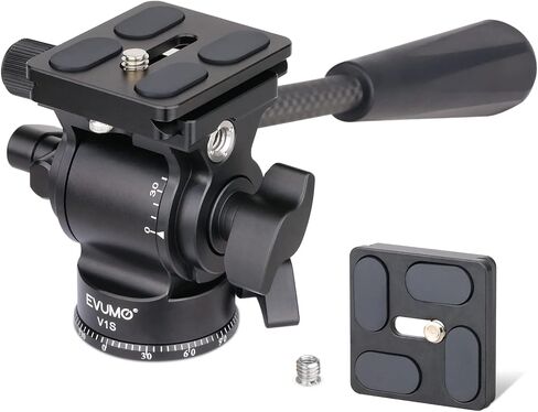 H3 Mini Fluid Video Tripod Head, 360° Panoramic Compact Lightweight Camera Video Head for Tripod DSLR Camcorder Telescope, with Quick Release Plates & Detachable Handle, Max Load 8.8lbs/4.0kg in Saudi Arabia