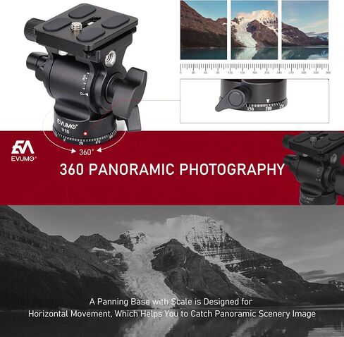 H3 Mini Fluid Video Tripod Head, 360° Panoramic Compact Lightweight Camera Video Head for Tripod DSLR Camcorder Telescope, with Quick Release Plates & Detachable Handle, Max Load 8.8lbs/4.0kg in Saudi Arabia