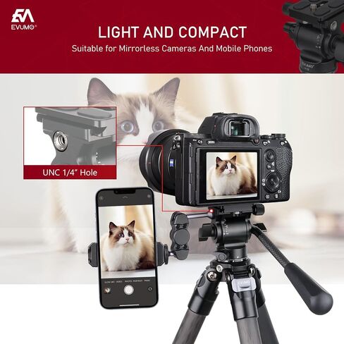 H3 Mini Fluid Video Tripod Head, 360° Panoramic Compact Lightweight Camera Video Head for Tripod DSLR Camcorder Telescope, with Quick Release Plates & Detachable Handle, Max Load 8.8lbs/4.0kg in Saudi Arabia