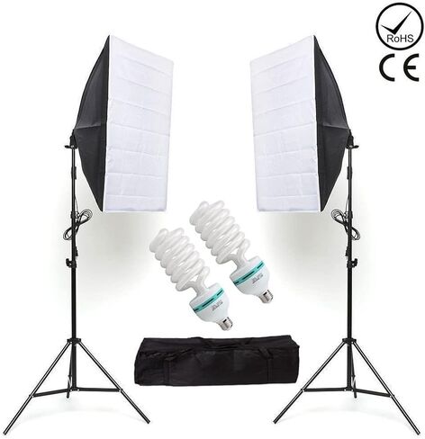 Photo Studio Softbox Continuous Lighting Kit Background Soft Box Light Stand+ 3 Backdrops + 2 * 2M Backdrop Support Kit in Saudi Arabia