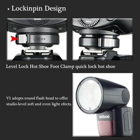 فلاش كاميرا GODOX V1-S TTL مستدير الرأس 2 وات LED، مزامنة عالية السرعة 1/8000 ثانية، فلاش طاقة كامل 480، درجة حرارة اللون 5600 ± 200 كلفن، قفل سريع التحرير، مناسب لكاميرات سلسلة سوني in Saudi Arabia