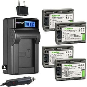 Kastar 1-Pack NP-FP50 / FP51 Battery and LCD AC Charger Compatible with Sony NP-FP30, NP-FP50 NP-FP51, NP-FP60, NP-FP70 NP-FP71, NP-FP90 NP-FP91 Battery, Sony BC-TRP/TRH/TRV, BC-VH1, AC-VQH10 Charger in Kuwait