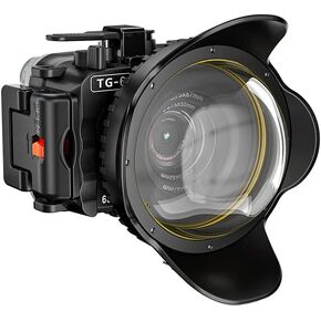 Seafrogs Waterproof case for Olympus TG6, with Dome Port and Full Color Red Filter Kit, Underwater Camera Housing Case/ 60m/195ft, Apply to take Half Above Water Half Underwater Video (Black) in Kuwait