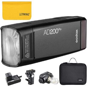 Godox AD200 Pro AD200Pro Outdoor Flash Strobe, 200Ws 2.4G TTL Pocket Flash | 1/8000s HSS Flash Monolight, 2900mAh Li-ion Battery, 500 Full Power Flashes, Bare Bulb/Fresnel Flash Head, 0.01-1.8s Recycle in Saudi Arabia