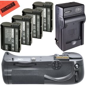 مجموعة شاحن وبطارية لكاميرا Nikon D600 D610 الرقمية SLR تتضمن مقبض بطارية عمودي + عدد 4 بطاريات EN-EL15 + شاحن تيار متردد/تيار مستمر سريع + قطعة قماش تنظيف من الألياف الدقيقة in Saudi Arabia