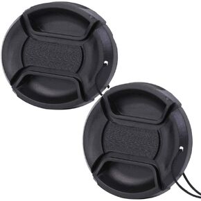 49mm Lens Cap with Lens Cap Leash Hole Bundle for Canon Nikon Sony DSLR Cameras (49mm)