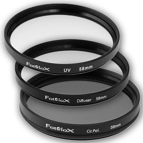 Fotodiox Filter Kit, UV, Circular Polarizer, Soft Diffuser, 58mm for Canon, Nikon, Sony, Olympus, Pentax, Panasonic Camera Lenses. in Kuwait