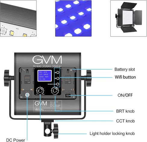 GVM RGB Led Video Light, 2PCS Video Lighting Kit with APP Control, 40W Photography Lighting Led Panel Light with 8 Kinds of The Scene Lights for Studio YouTube, 3200K-5600K, CRI 97+ in Kuwait