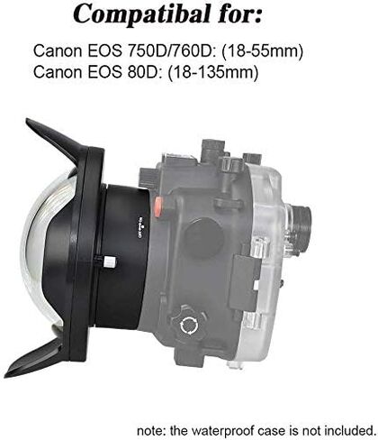 Seafrogs WA005-B Optical Acrylic 40M/132FT 6" inch Wide Angle Dome Port for Canon EOS 750D/760D 18-55mm Canon EOS 80D 18-135mm Waterproof Camera Case (D90mm L40mm) in Saudi Arabia
